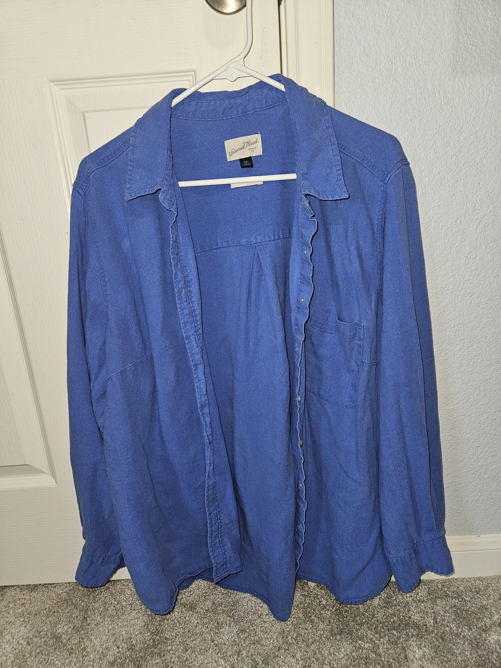Universal Thread Relaxed Fit - Blue Linen/Rayon Blend Button Down Size XXL